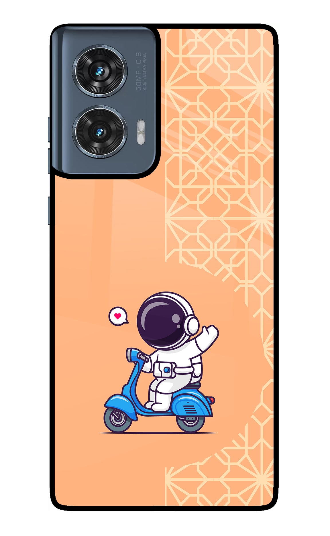 Cute Astronaut Riding Moto Edge 50 Fusion Glass Case