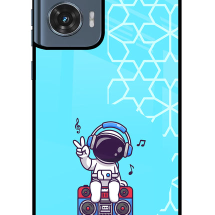 Cute Astronaut Chilling Moto Edge 50 Fusion Glass Case Back Cover by Casekaro