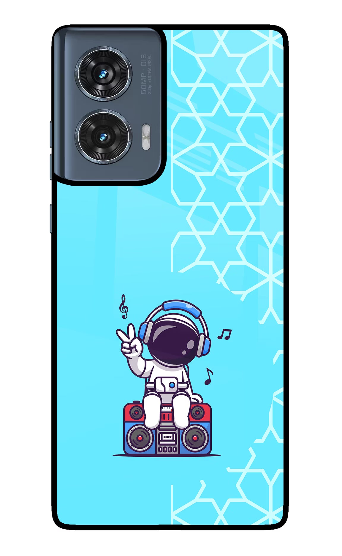 Cute Astronaut Chilling Moto Edge 50 Fusion Glass Case Back Cover by Casekaro