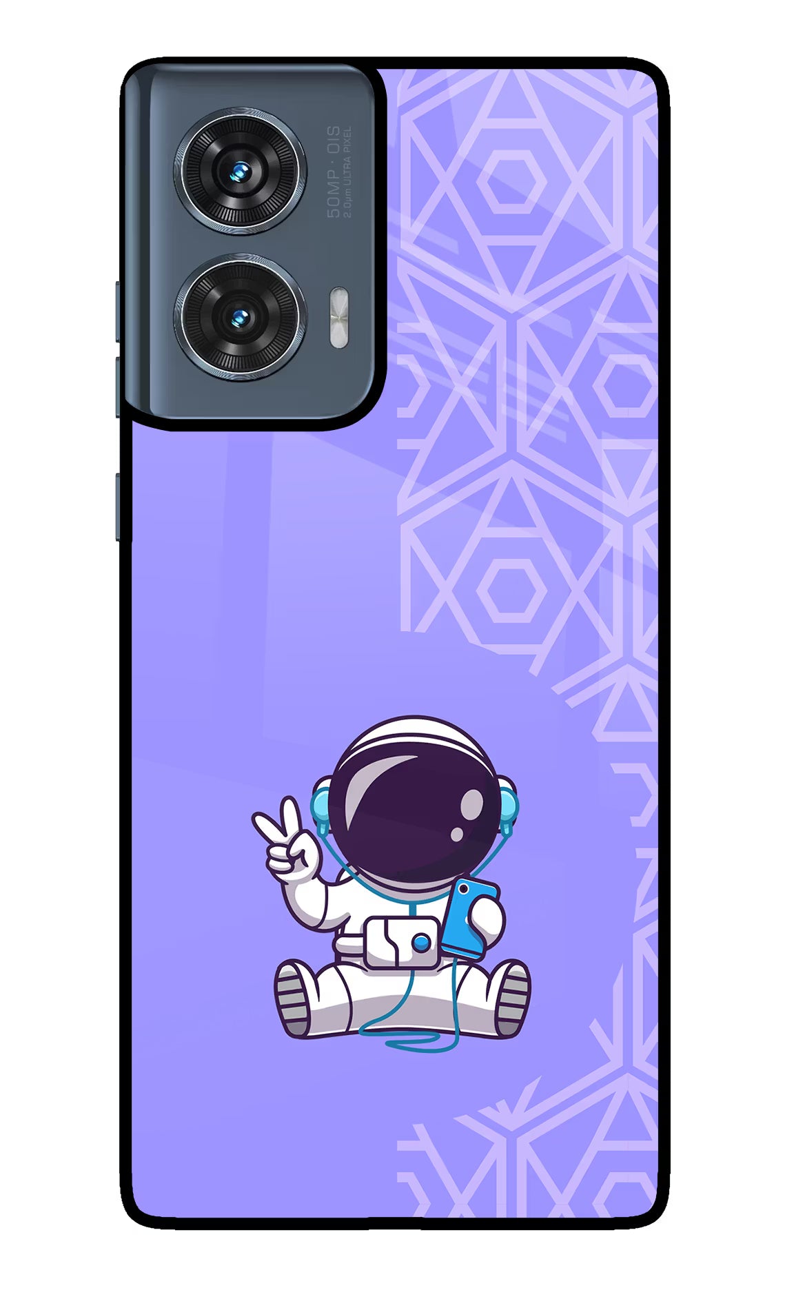Cute Astronaut Chilling Moto Edge 50 Fusion Glass Case Back Cover by Casekaro