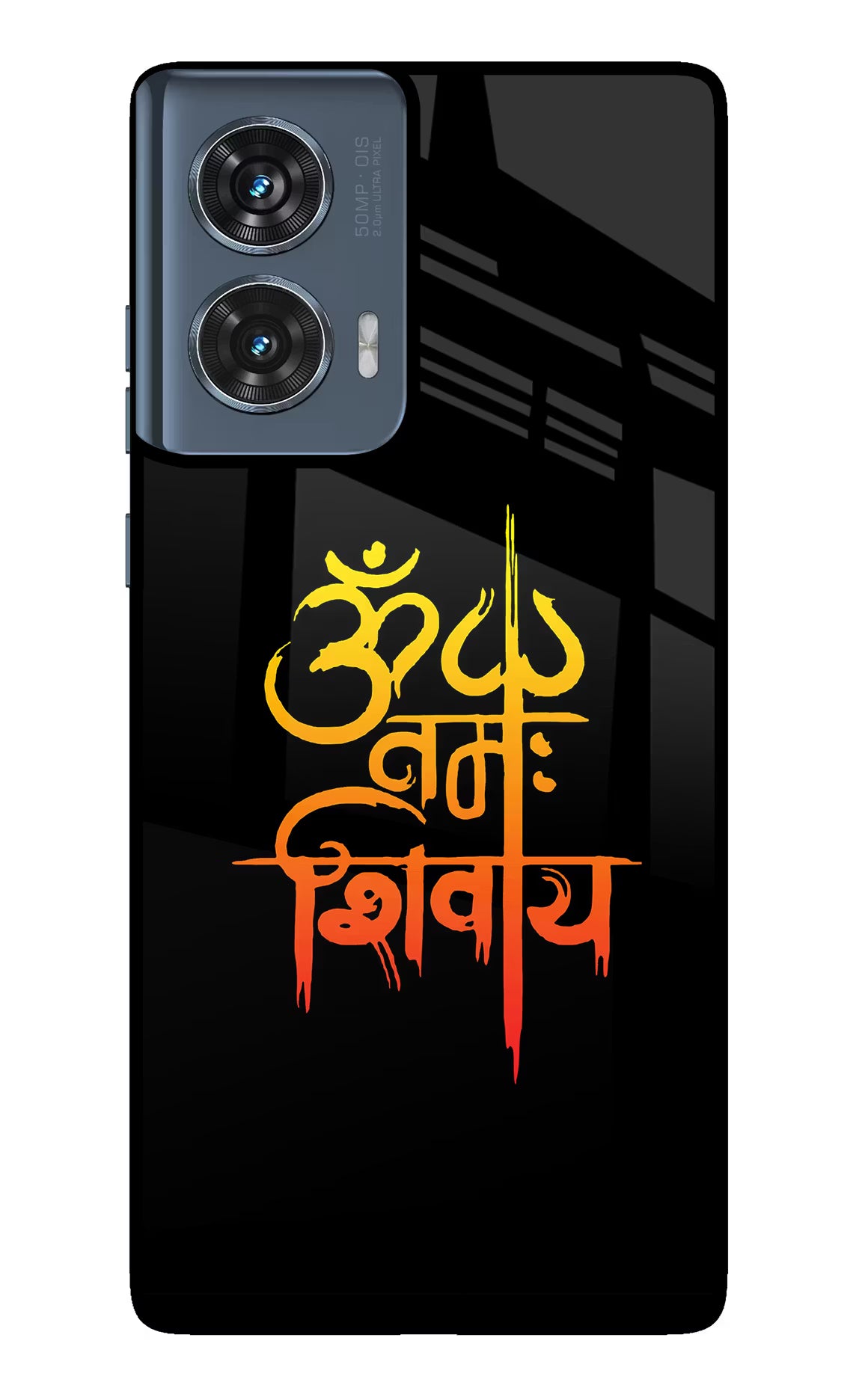 Om Namah Shivay Moto Edge 50 Fusion Glass Case Back Cover by Casekaro