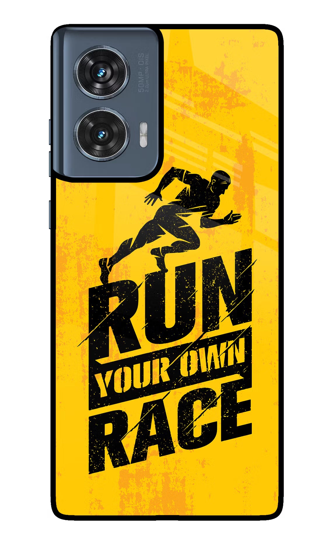 Run Your Own Race Moto Edge 50 Fusion Glass Case Back Cover by Casekaro