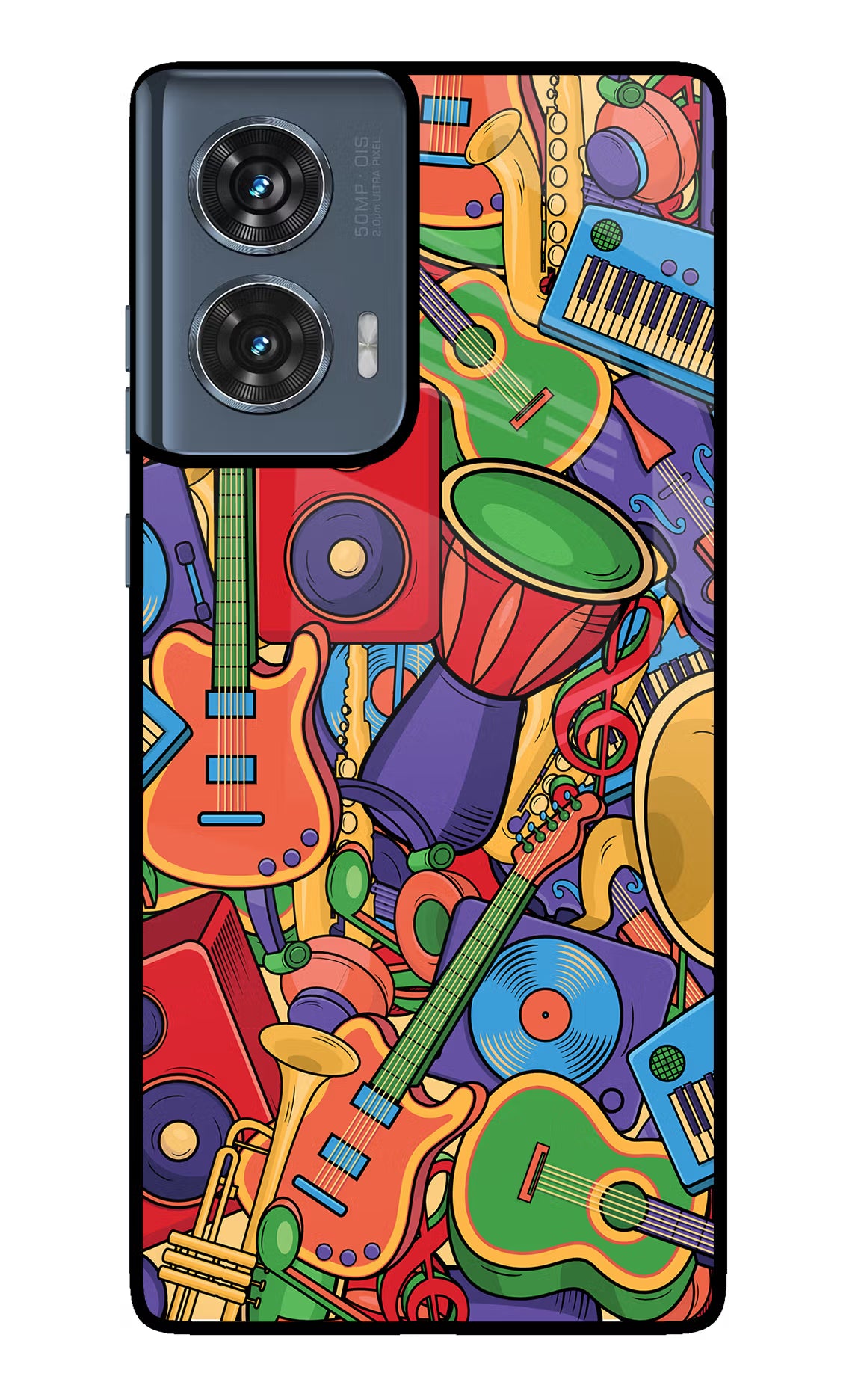 Music Instrument Doodle Moto Edge 50 Fusion Glass Case