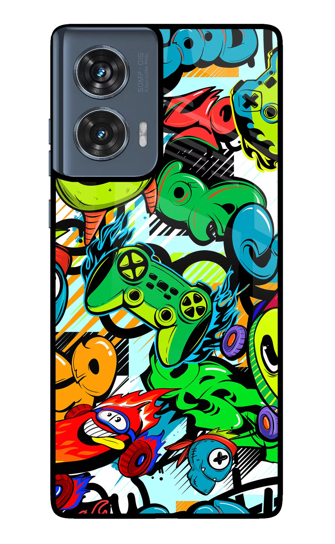 Game Doodle Moto Edge 50 Fusion Glass Case Back Cover by Casekaro