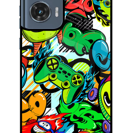 Game Doodle Moto Edge 50 Fusion Glass Case Back Cover by Casekaro