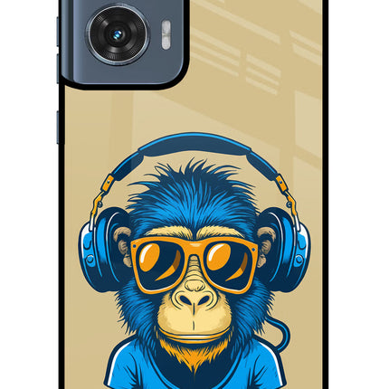 Monkey Headphone Moto Edge 50 Fusion Glass Case Back Cover by Casekaro