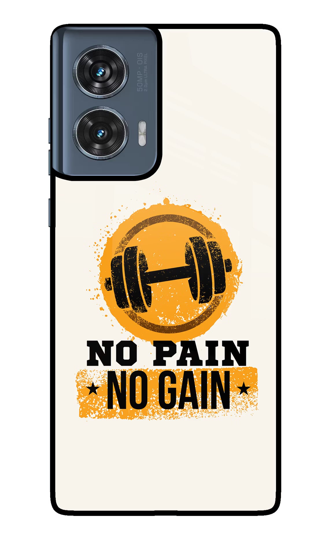 No Pain No Gain Moto Edge 50 Fusion Glass Case Back Cover by Casekaro