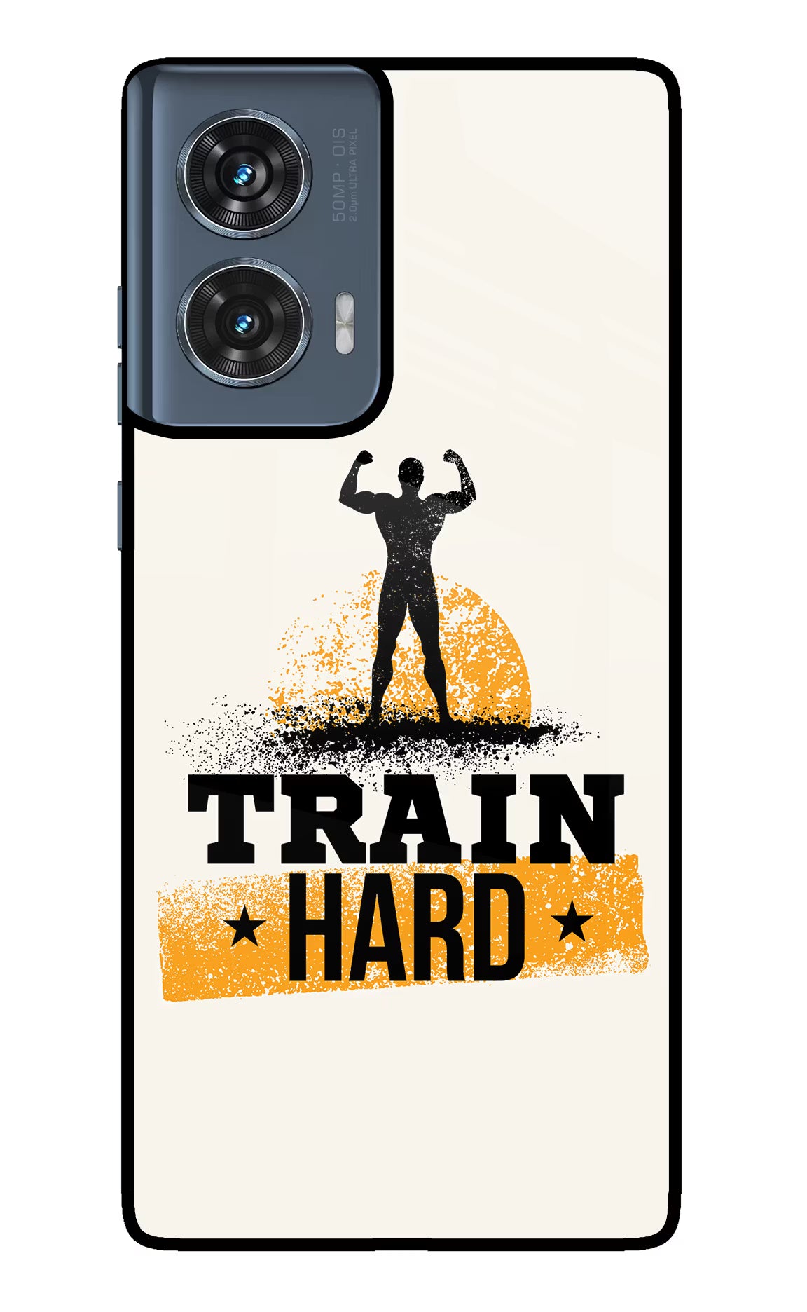 Train Hard Moto Edge 50 Fusion Glass Case Back Cover by Casekaro