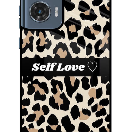 Leopard Print Self Love Moto Edge 50 Fusion Glass Case Back Cover by Casekaro