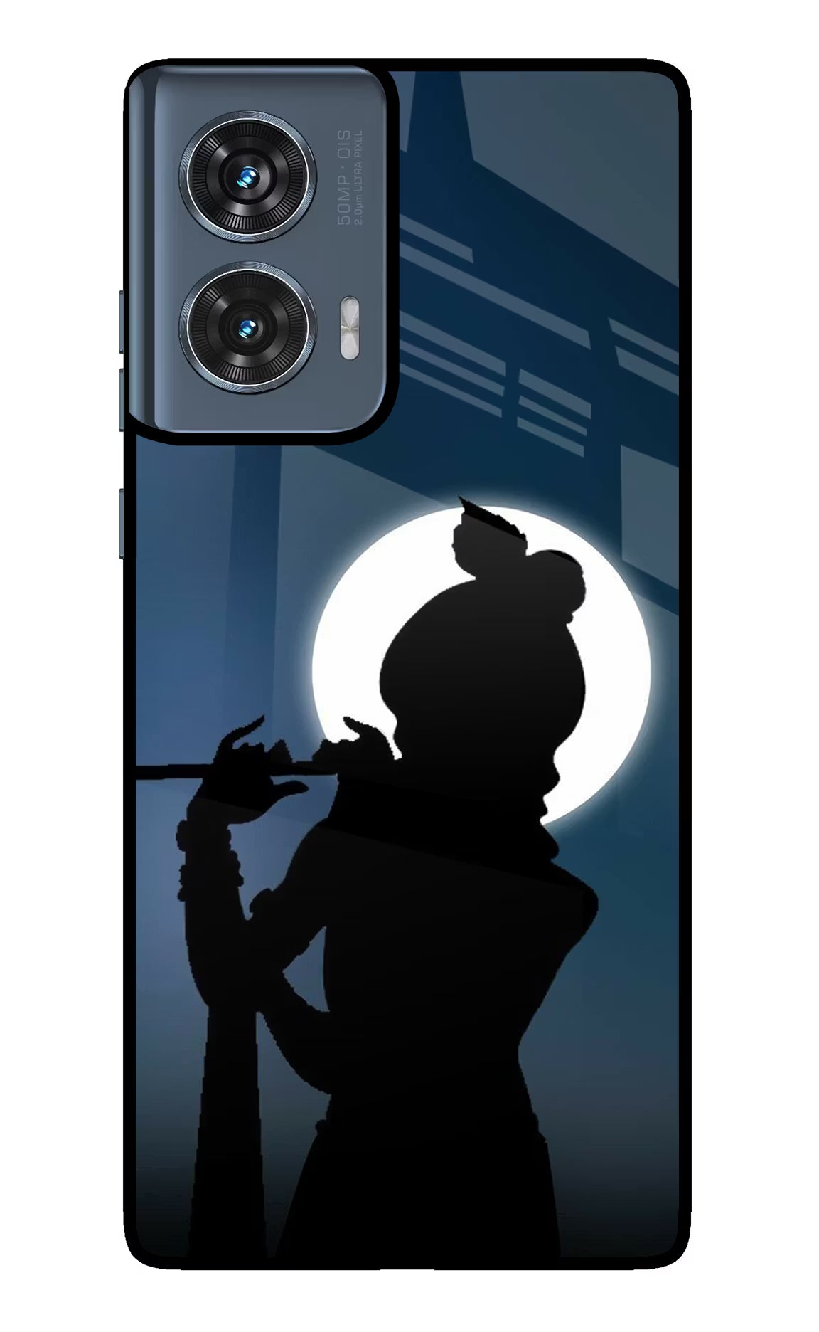 Shri Krishna Silhouette Moto Edge 50 Fusion Glass Case Back Cover by Casekaro