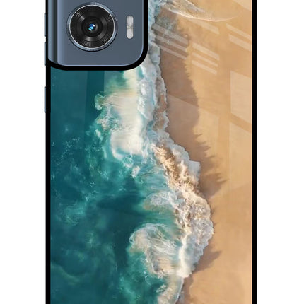 Ocean Beach Moto Edge 50 Fusion Glass Case Back Cover by Casekaro