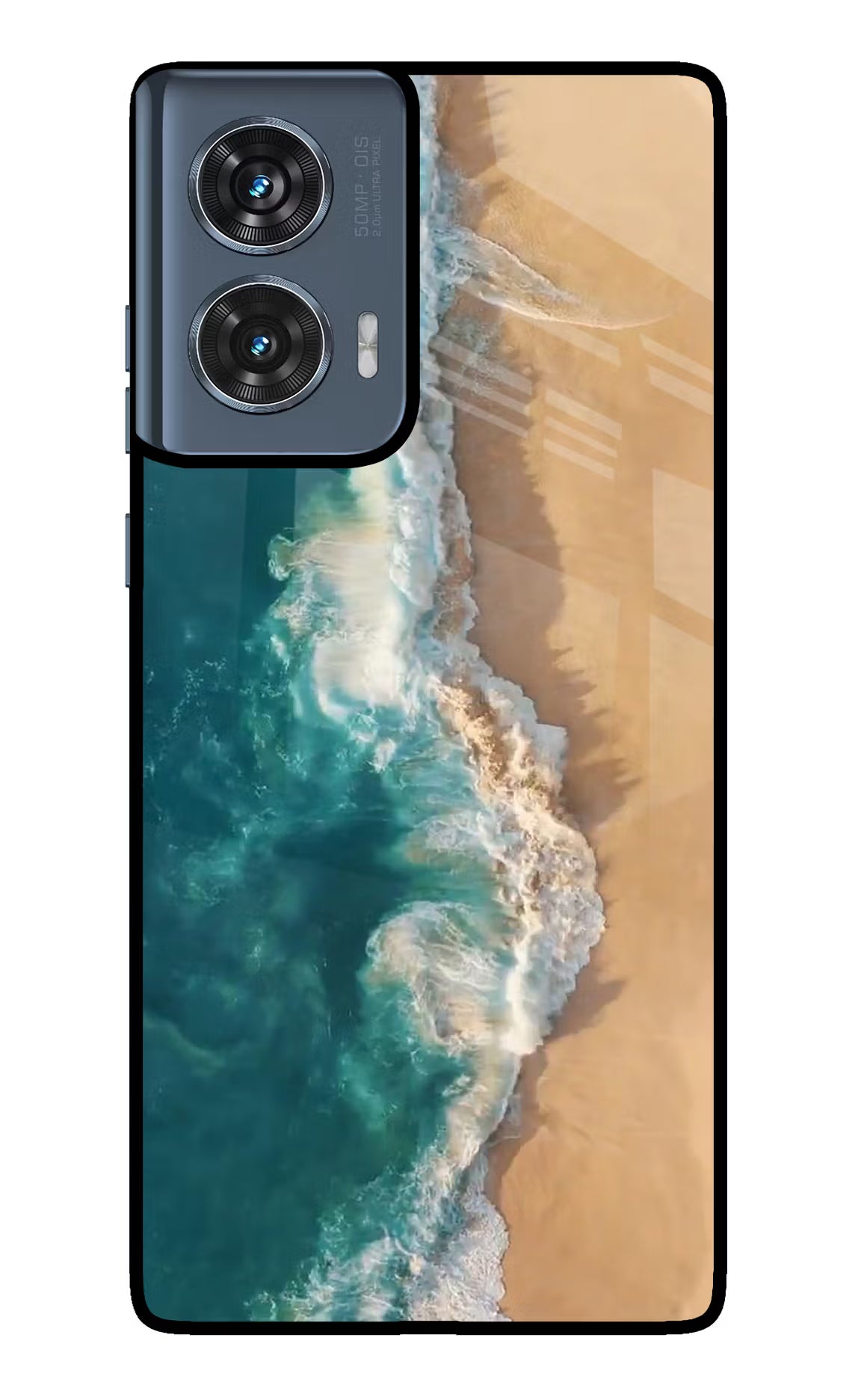 Ocean Beach Moto Edge 50 Fusion Glass Case Back Cover by Casekaro