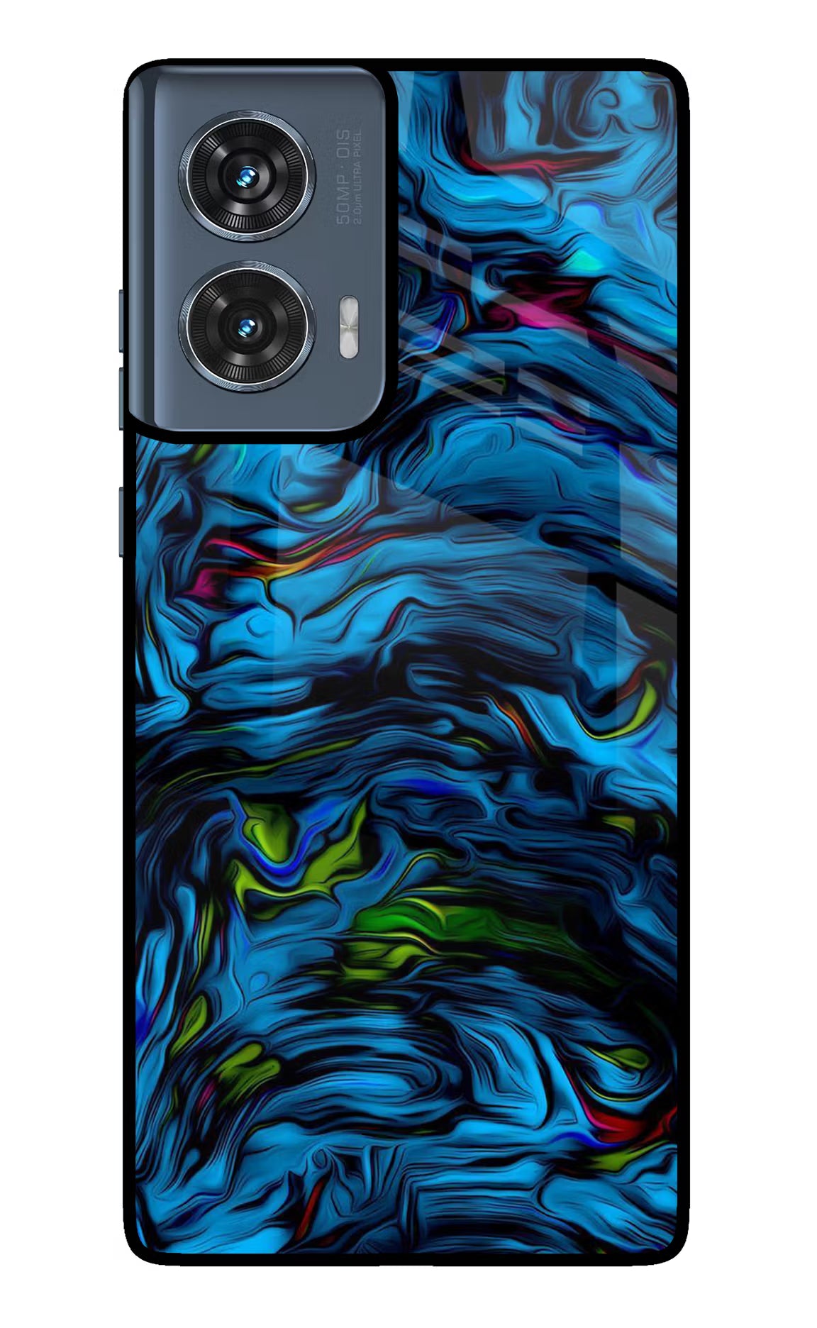 Dark Blue Abstract Moto Edge 50 Fusion Glass Case