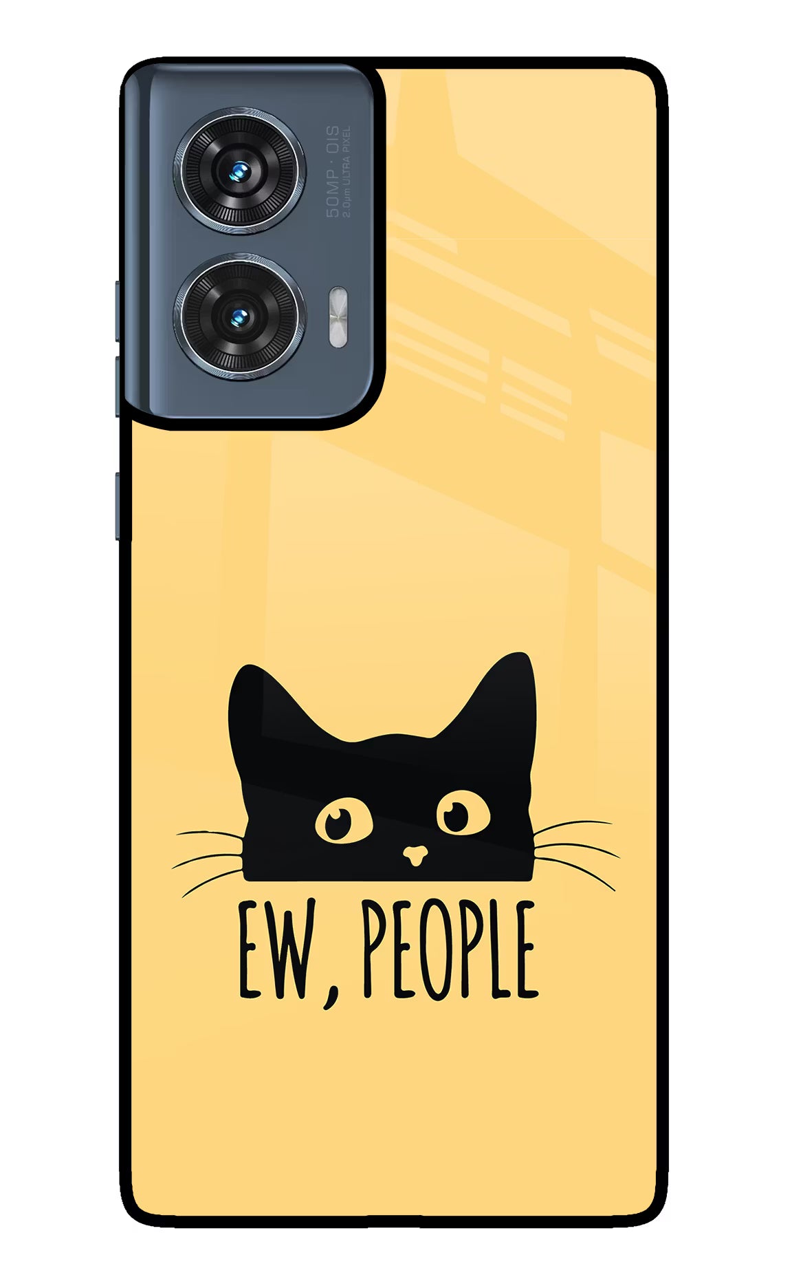 Ew People Catitude Moto Edge 50 Fusion Glass Case Back Cover by Casekaro