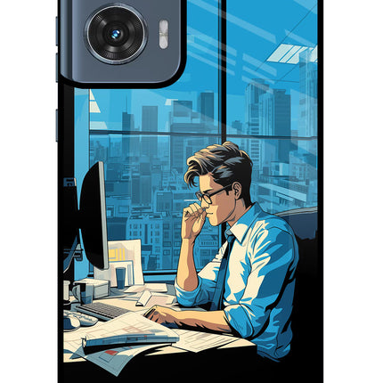 Focused Hustler (AI Generated) Moto Edge 50 Fusion Glass Case Back Cover by Casekaro