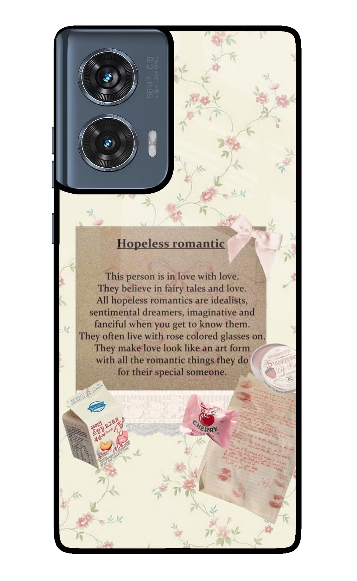 Hopeless Romantic Moto Edge 50 Fusion Glass Case Back Cover by Casekaro