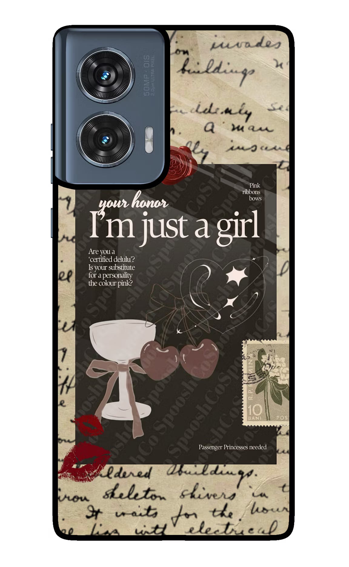 I am just a girl Moto Edge 50 Fusion Glass Case Back Cover by Casekaro