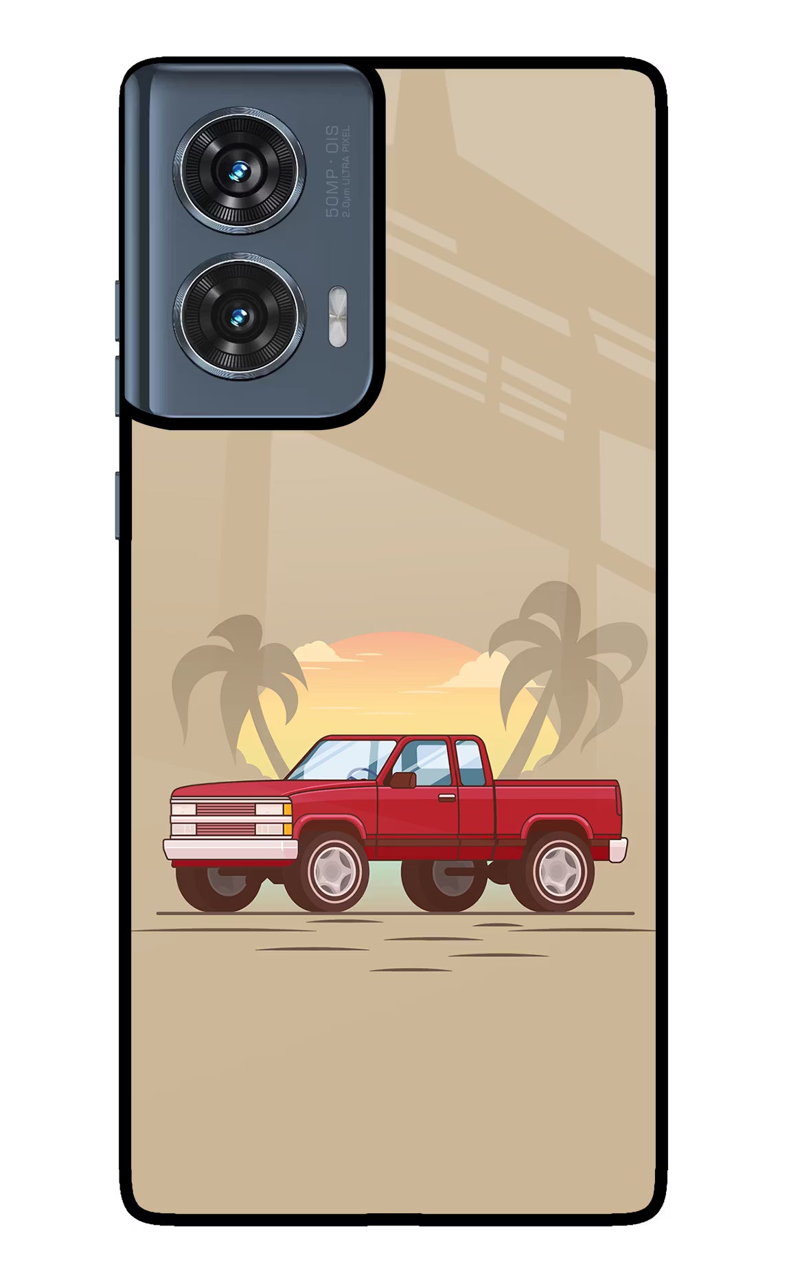 Desert Classic Drive Moto Edge 50 Fusion Glass Case Back Cover by Casekaro