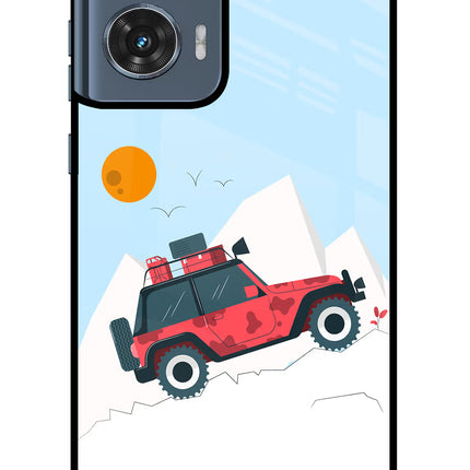 Mountain Trail Beast Moto Edge 50 Fusion Glass Case Back Cover by Casekaro