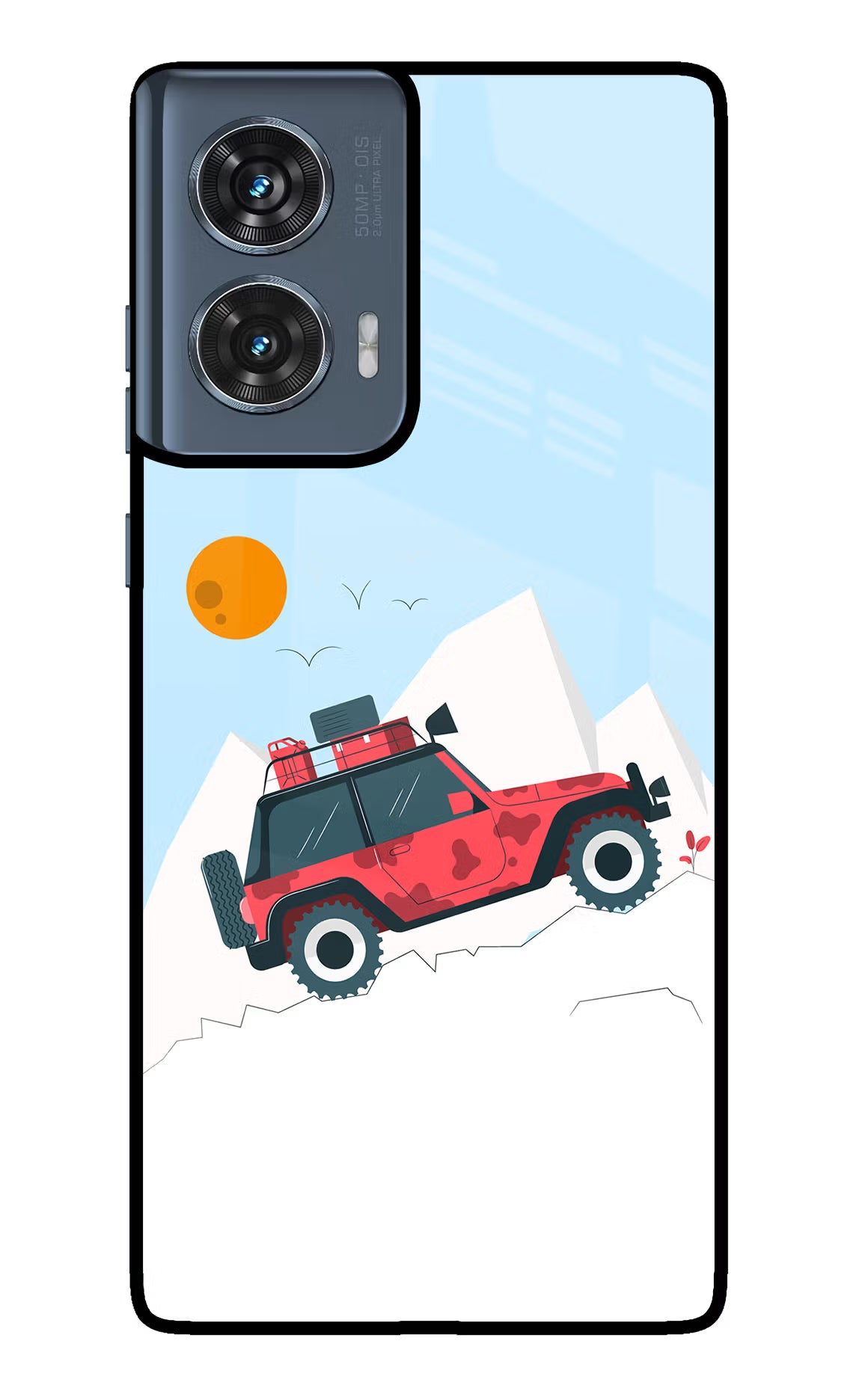 Mountain Trail Beast Moto Edge 50 Fusion Glass Case Back Cover by Casekaro