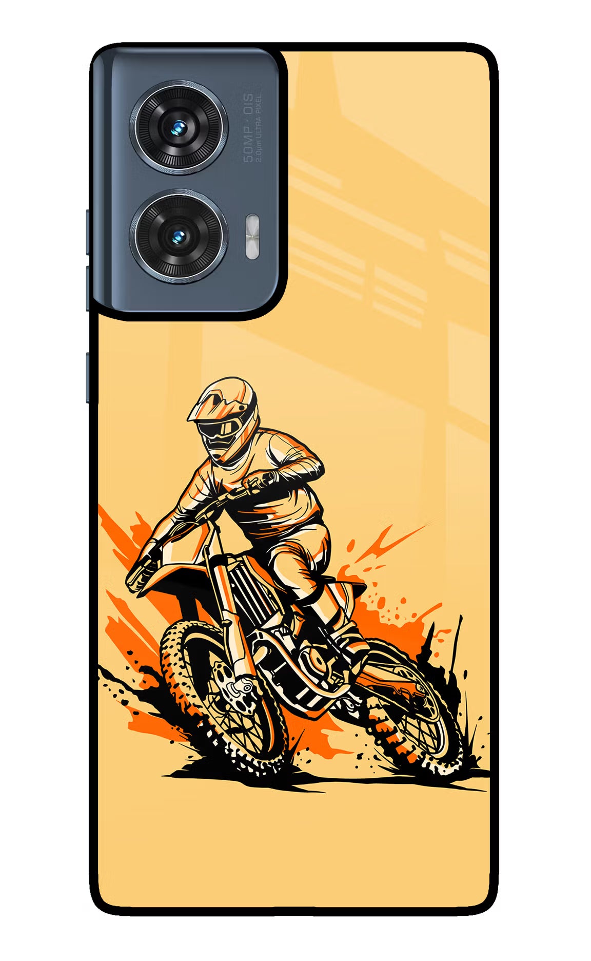 Off-Road Fury Moto Edge 50 Fusion Glass Case Back Cover by Casekaro
