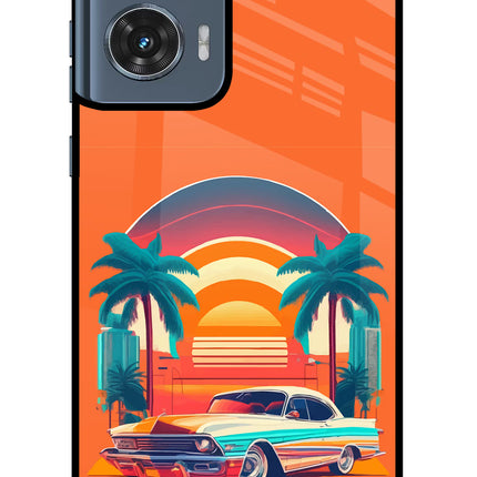 Palm Drive 80s Moto Edge 50 Fusion Glass Case Back Cover by Casekaro