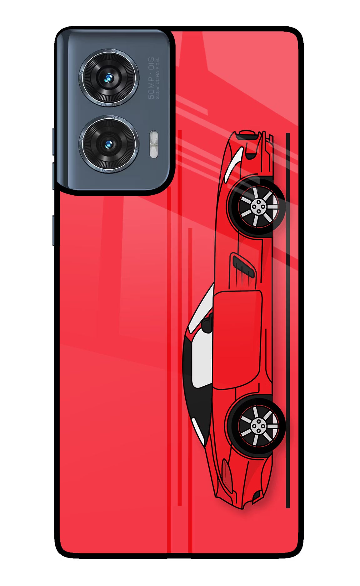 Red Velocity Moto Edge 50 Fusion Glass Case Back Cover by Casekaro
