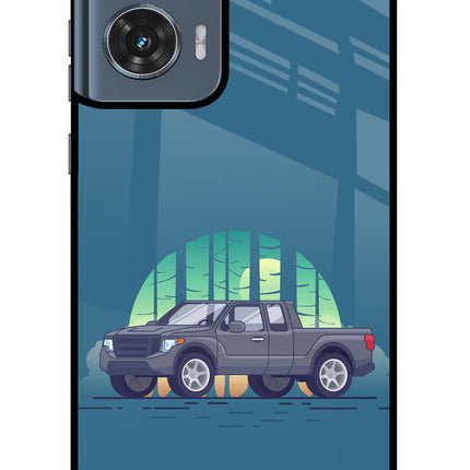 Retro Garage Vibe Moto Edge 50 Fusion Glass Case Back Cover by Casekaro