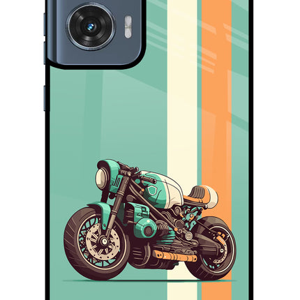 Striped Moto Drift Moto Edge 50 Fusion Glass Case Back Cover by Casekaro