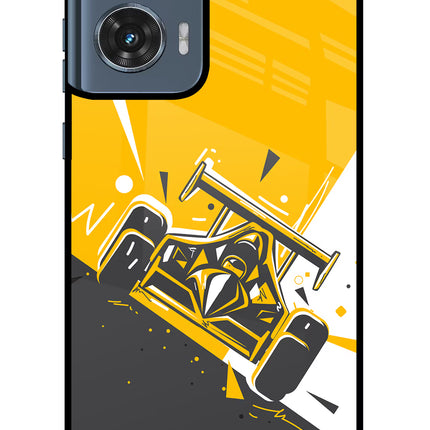 Track King Moto Edge 50 Fusion Glass Case Back Cover by Casekaro