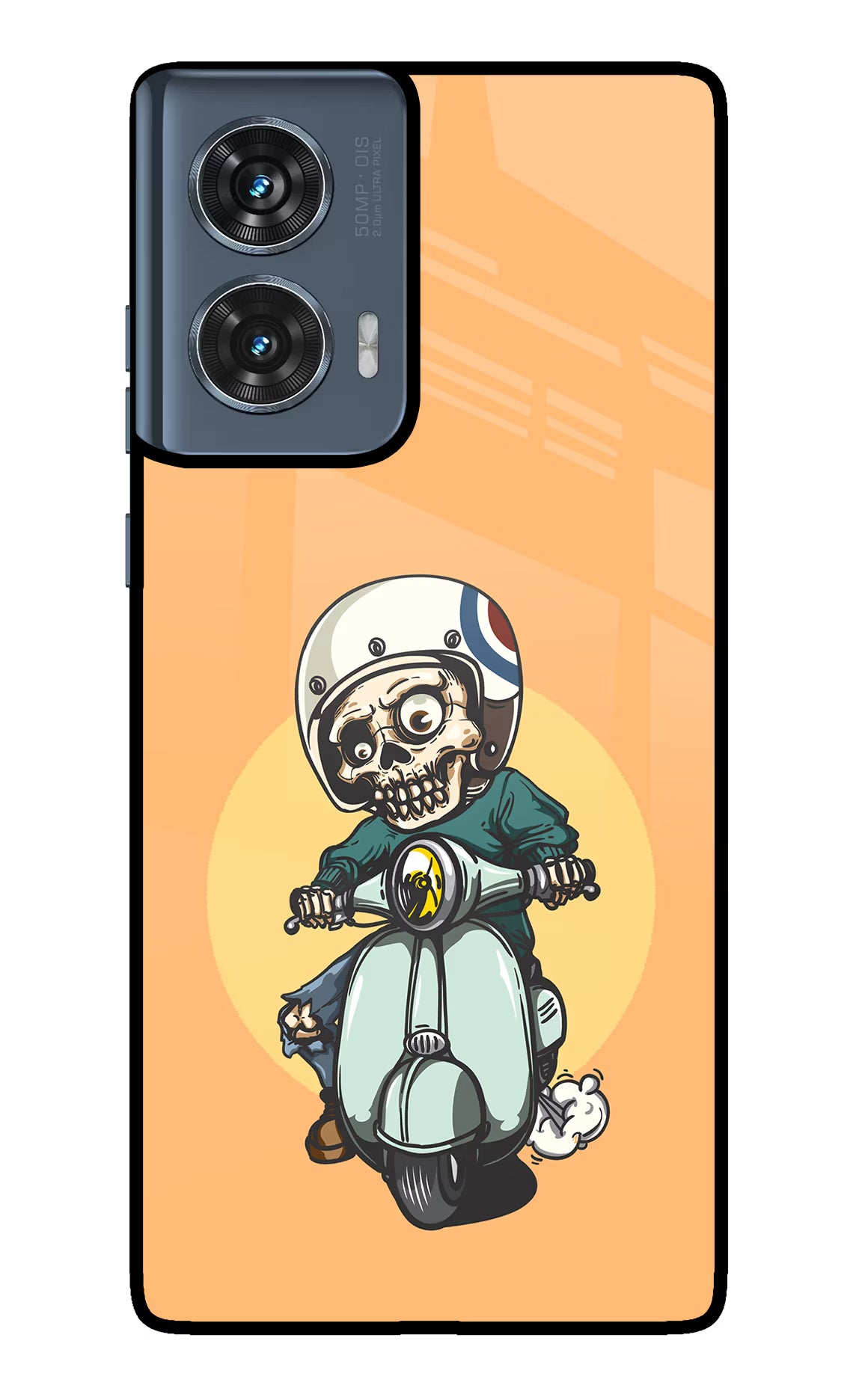 Undead Biker Moto Edge 50 Fusion Glass Case Back Cover by Casekaro