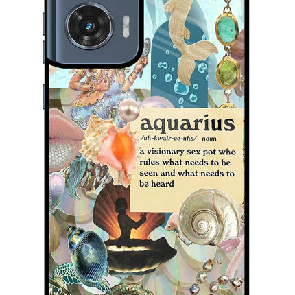 Aquarius Zodiac Moto Edge 50 Fusion Glass Case Back Cover by Casekaro