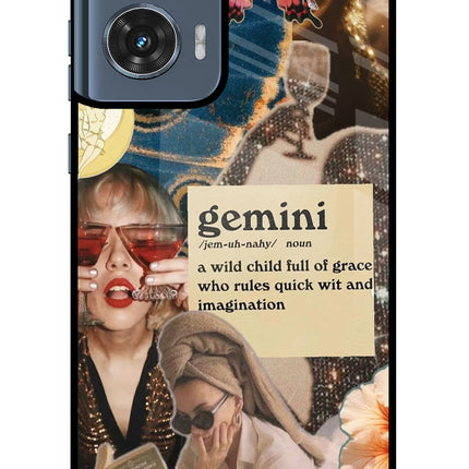 Gemini Zodiac Moto Edge 50 Fusion Glass Case Back Cover by Casekaro