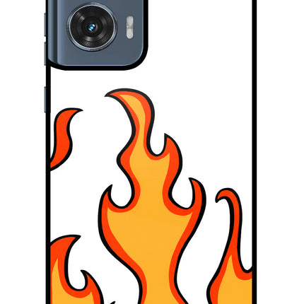 Fired Up – White Moto Edge 50 Fusion Glass Case Back Cover by Casekaro