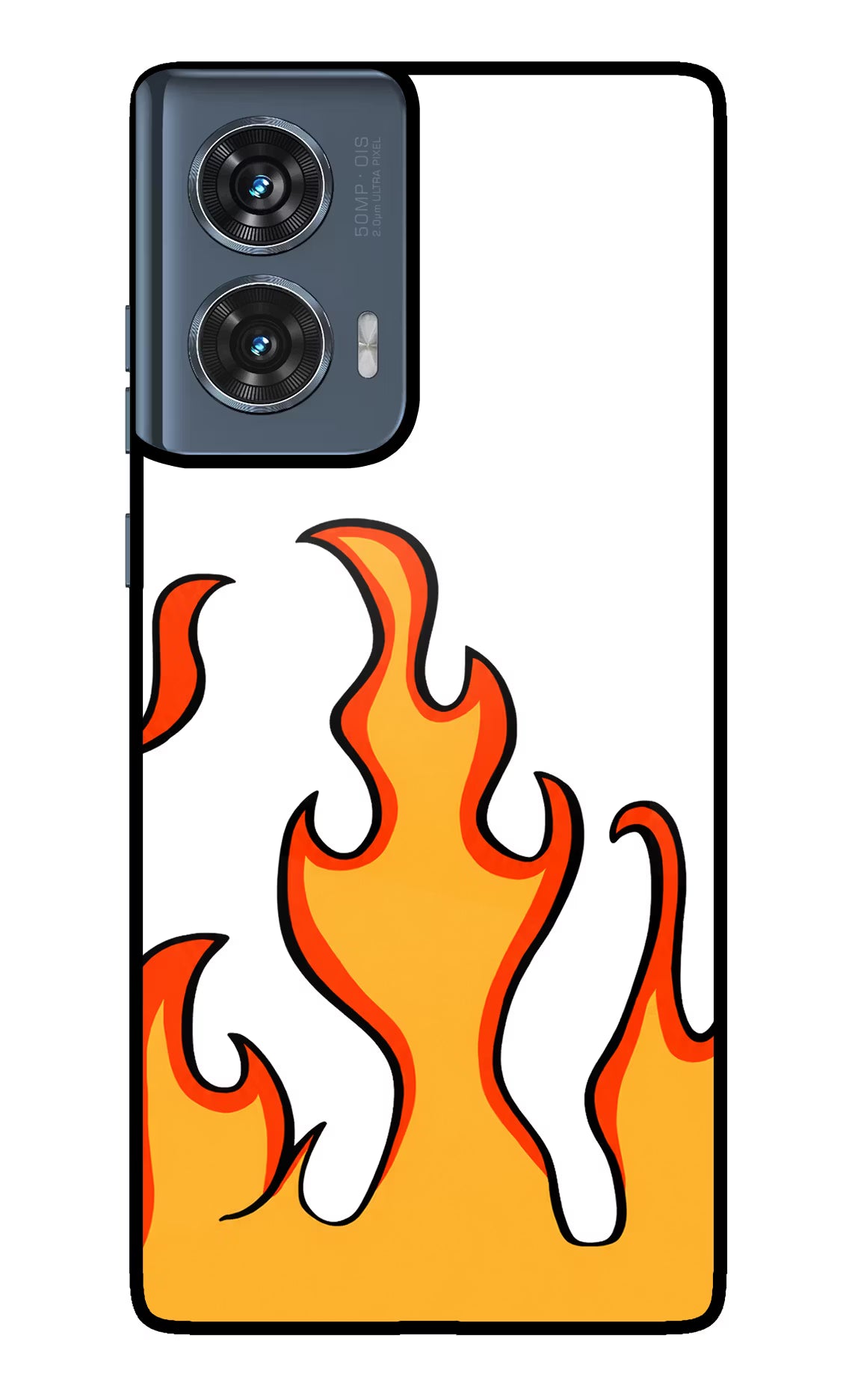 Fired Up – White Moto Edge 50 Fusion Glass Case Back Cover by Casekaro