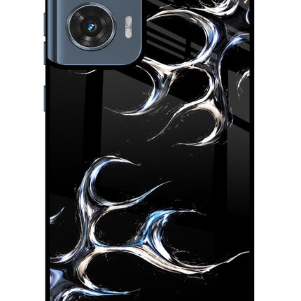 Chrome Tribal Moto Edge 50 Fusion Glass Case Back Cover by Casekaro