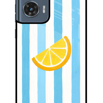 Summer Lemon Moto Edge 50 Fusion Glass Case Back Cover by Casekaro