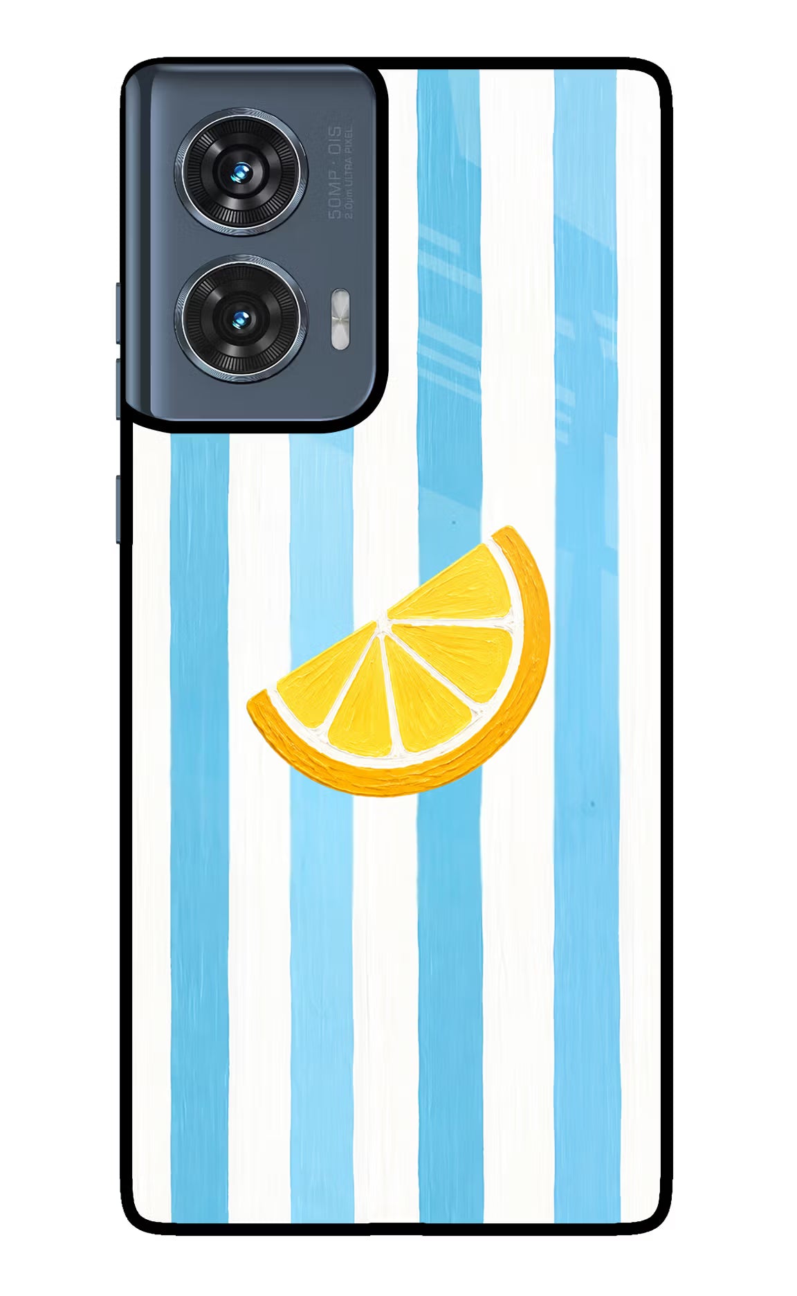Summer Lemon Moto Edge 50 Fusion Glass Case Back Cover by Casekaro