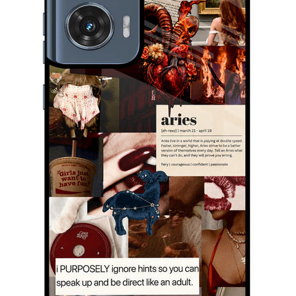 Zodiac Aries Moto Edge 50 Fusion Glass Case Back Cover by Casekaro