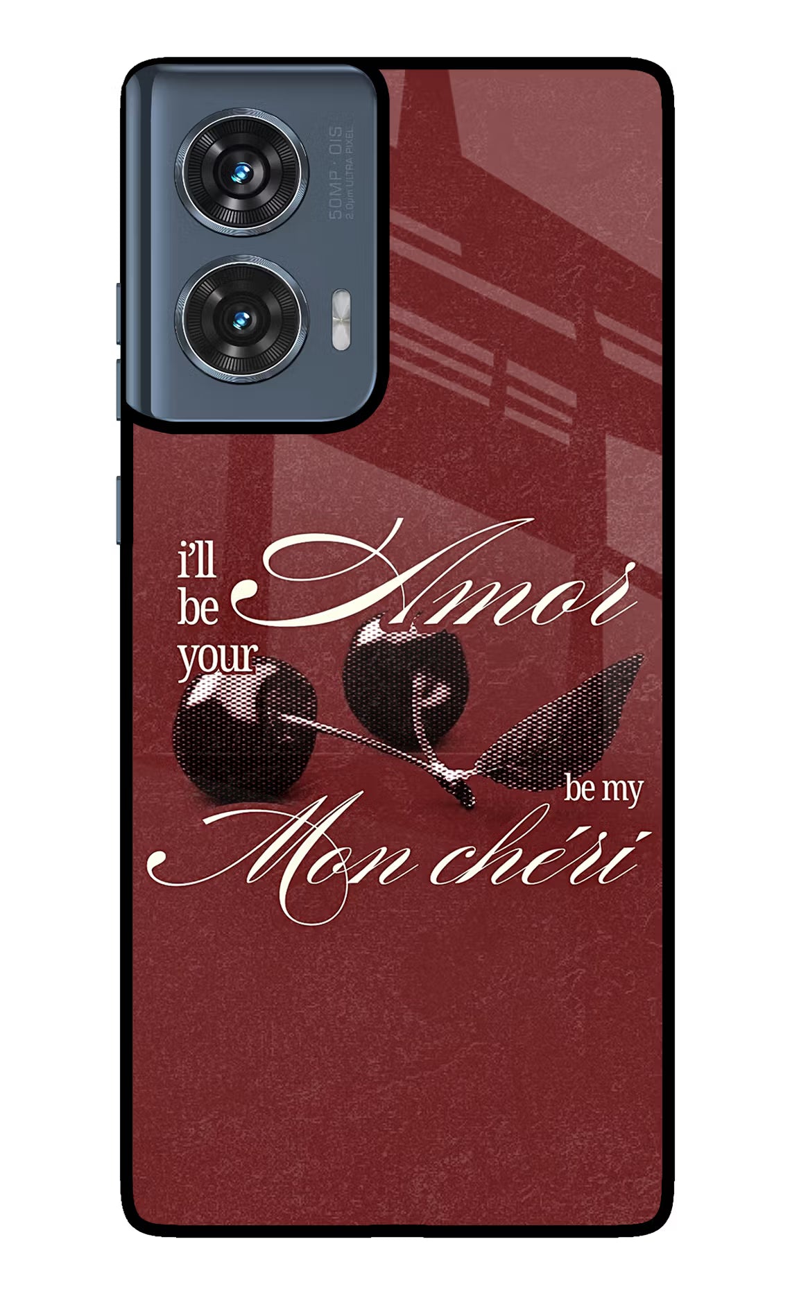 Velvet Cherry Moto Edge 50 Fusion Glass Case
