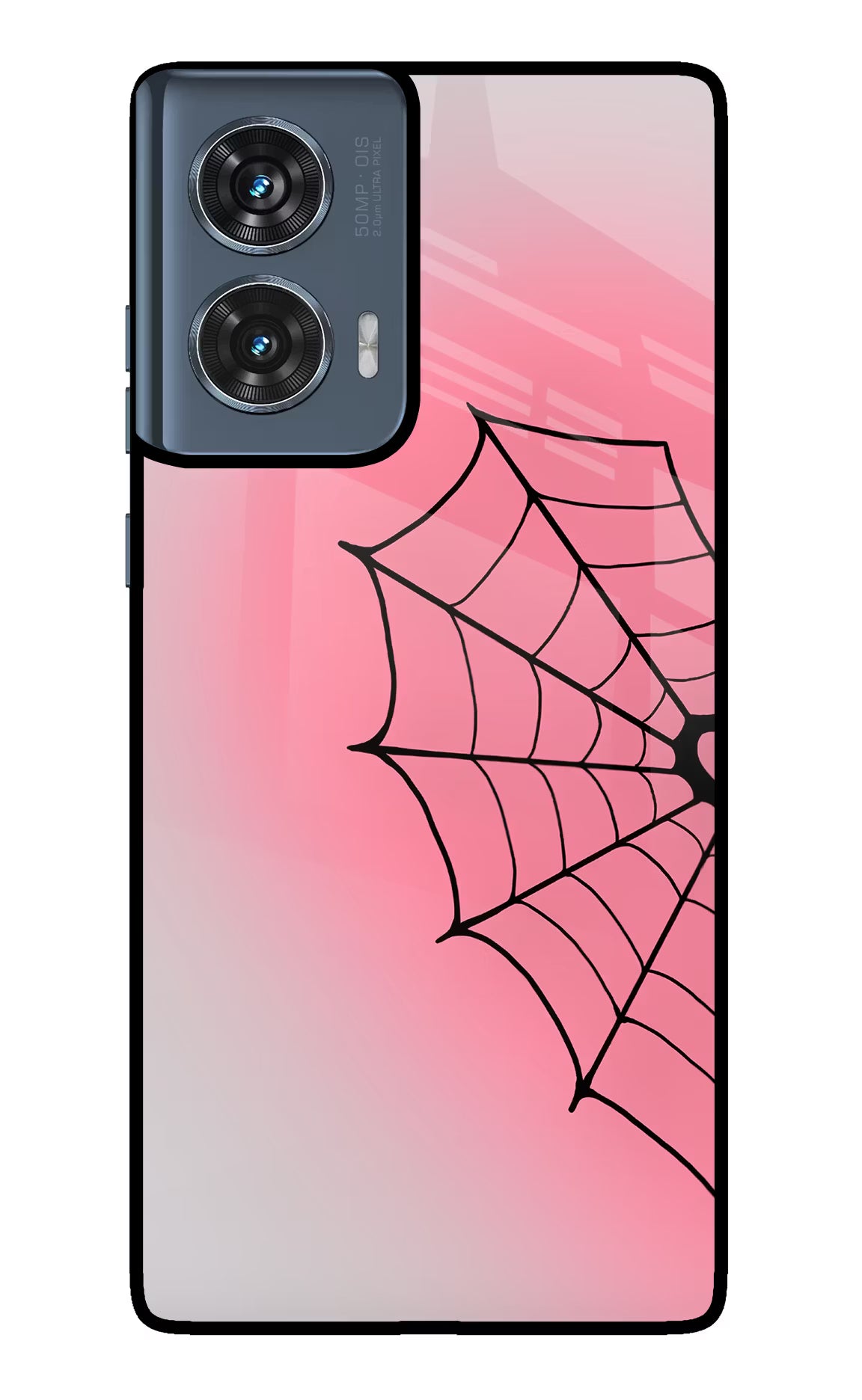 Pink Web Moto Edge 50 Fusion Glass Case