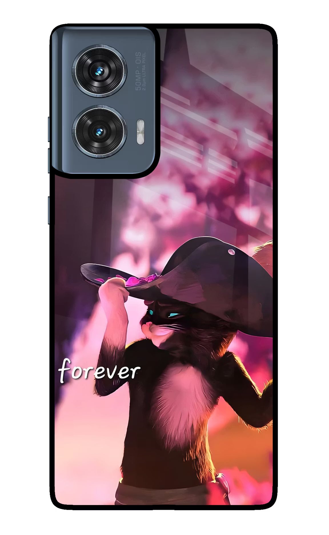 Forever Cat Moto Edge 50 Fusion Glass Case Back Cover by Casekaro