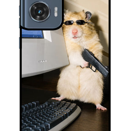 Hacker Hamster Moto Edge 50 Fusion Glass Case Back Cover by Casekaro