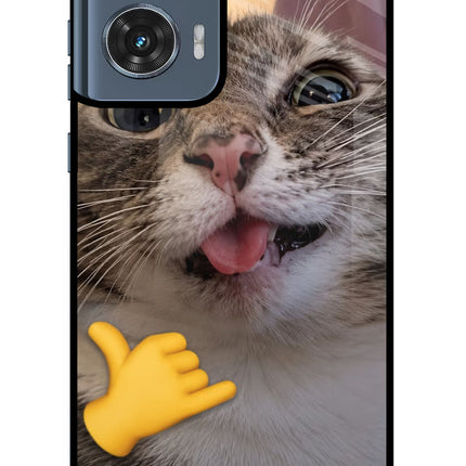 Silly Cat Call Moto Edge 50 Fusion Glass Case Back Cover by Casekaro