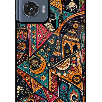 Folk Print Moto Edge 50 Fusion Glass Case