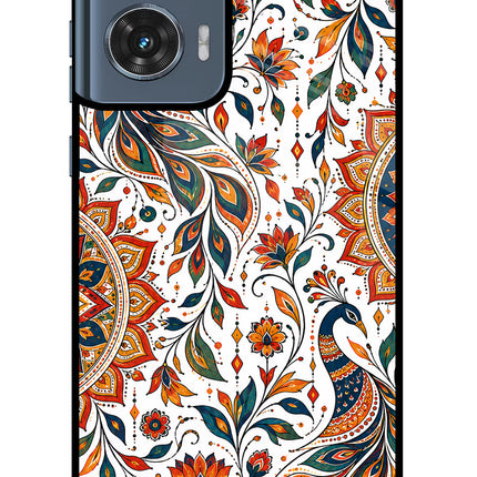 White Mayura Moto Edge 50 Fusion Glass Case