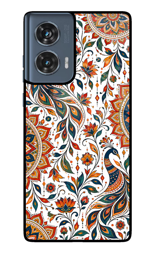 White Mayura Moto Edge 50 Fusion Glass Case