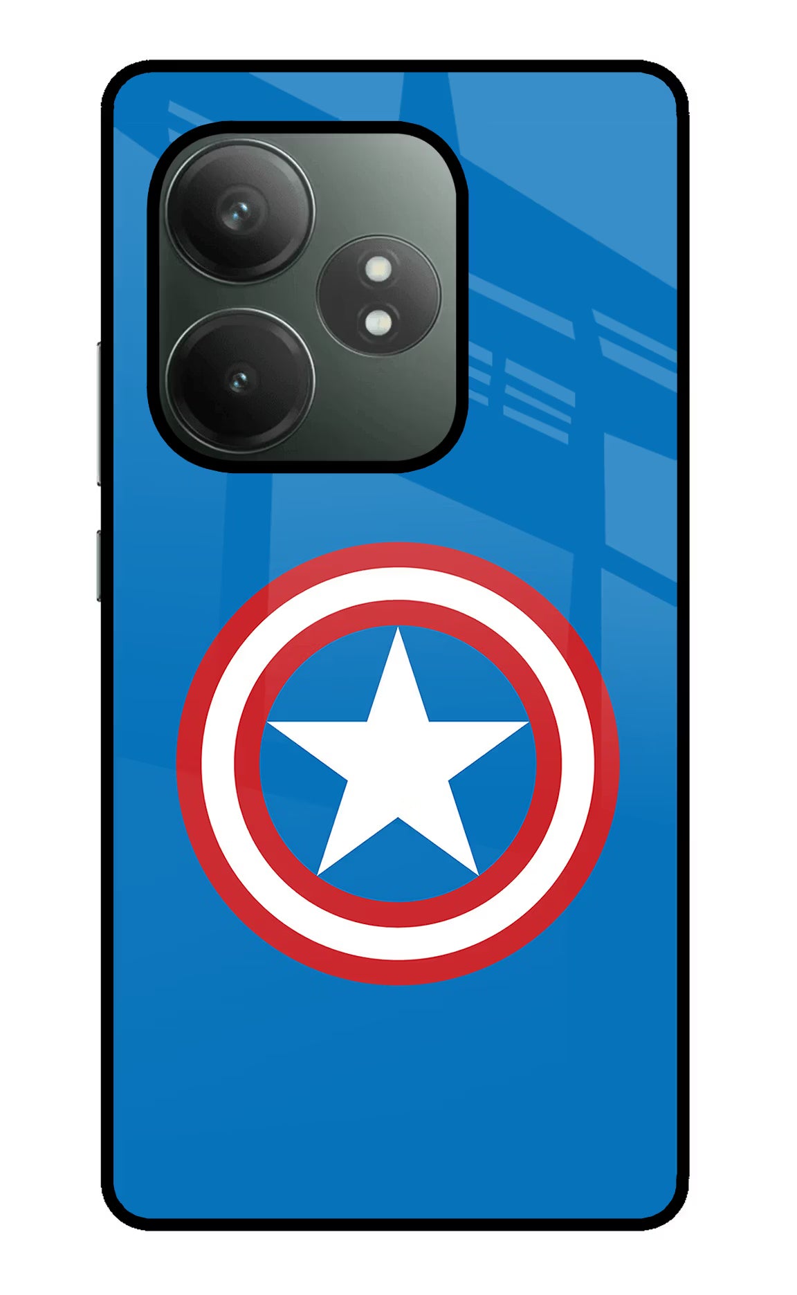 Captain America Logo Realme GT 6T 5G Glass Case Back Cover by Casekaro