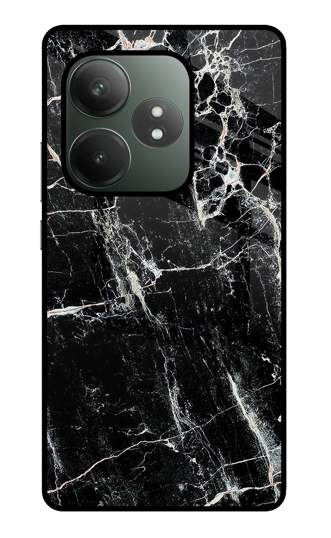 Black Marble Texture Realme GT 6T 5G Glass Case