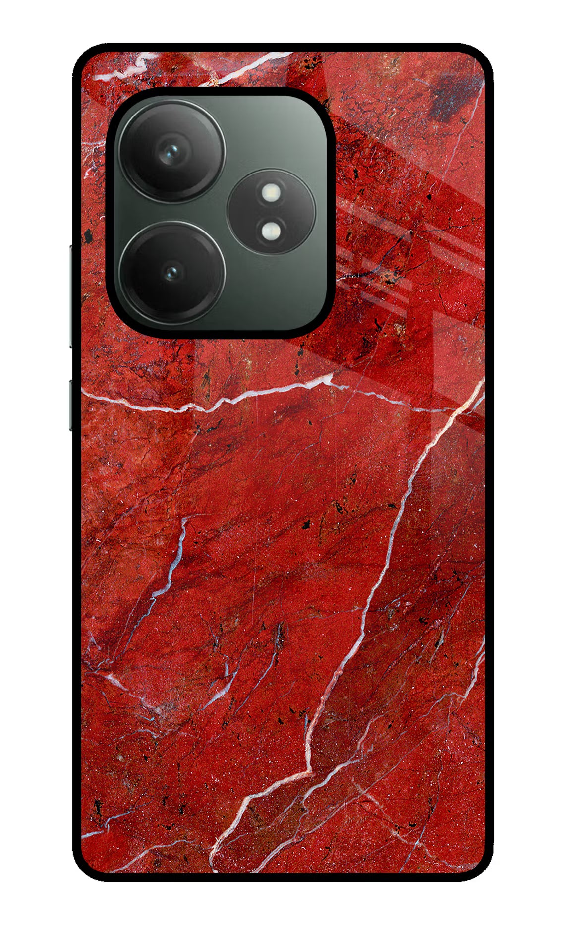 Red Marble Design Realme GT 6T 5G Glass Case Back Cover by Casekaro